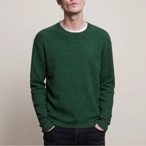 John Varvatos Collection Green Linen Crew Neck Sweater